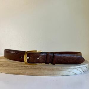 Cale Vintage Brown Genuine Lizard Leather Made in Spain Brass Belt Size XL